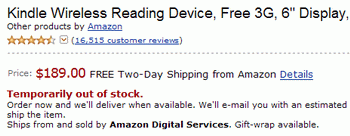 kindle out of stock